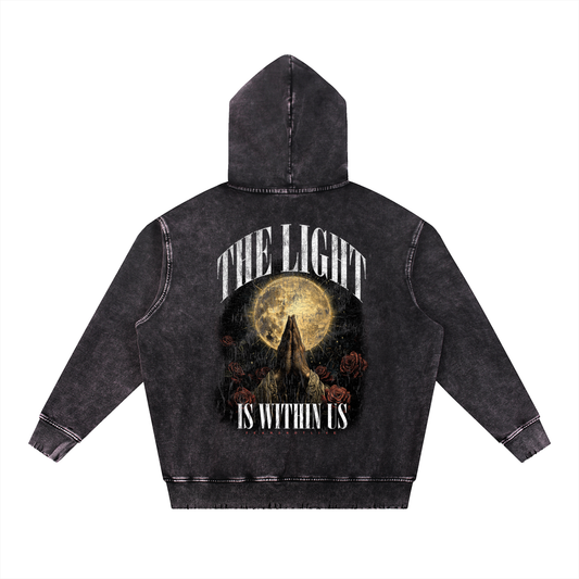 Snow Wash Hand-Frayed Heavyweight Hoodie