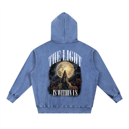 Snow Wash Hand-Frayed Heavyweight  Hoodie