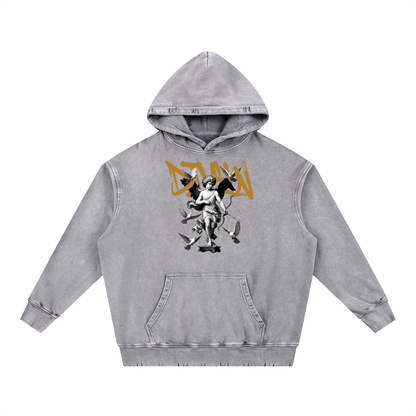 Snow Wash Hand-Frayed Heavyweight  Hoodie