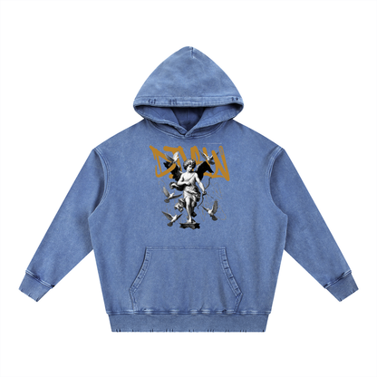 Snow Wash Hand-Frayed Heavyweight  Hoodie