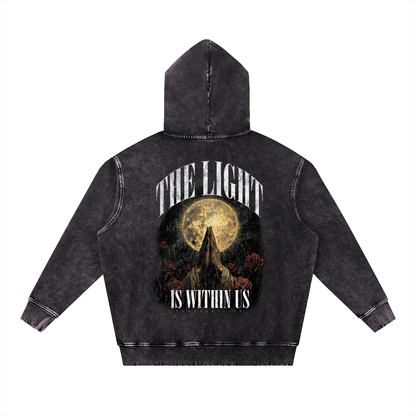 Snow Wash Hand-Frayed Heavyweight  Hoodie