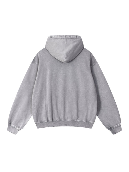 Snow Wash Hand-Frayed Heavyweight  Hoodie